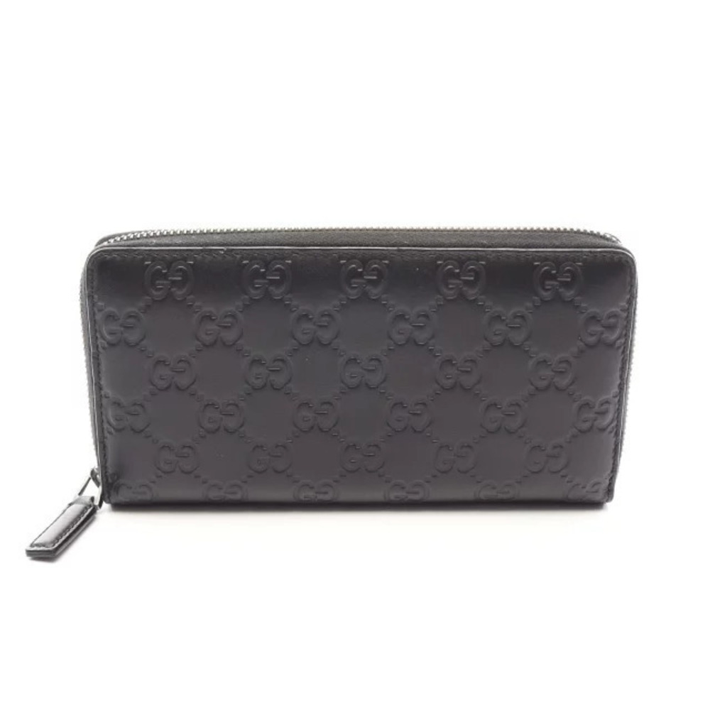 Gucci Guccissima Round Long Wallet Leather Black